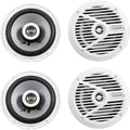 Alpine (4) SPS-M601W 6.5" 440 Watt 2-Way Marine Boat Coaxial Speakers - White