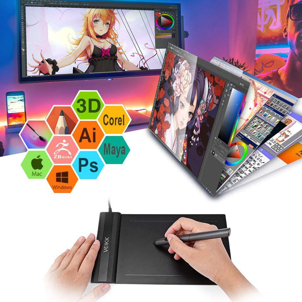 VEIKK VK430 Drawing Tablet 4x3 inch OSU Tablet,8192 Levels Pen Pressure