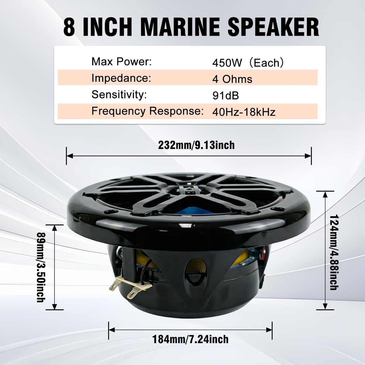 STUDIOFINIX 5.25 Inch 500W Bluetooth Marine Speakers with LED Lights -2 Way Weather Resistant Boat Speakers Perfect for Boats, ATVs, UTVs ï¼Pair,Whiteï¼