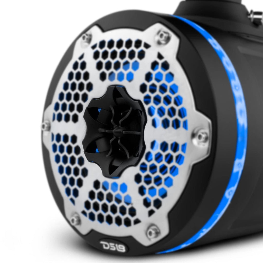 DS18 CF-X10TPNEO 10" Neodymium Marine Wakeboard Tower Speakers with Bullet Tweeter, Passive Radiator and RGB LED Lights - High Performance, Marine Grade IP65 Rated, 900W Max 300W RMS 4 Ohms (Pair)