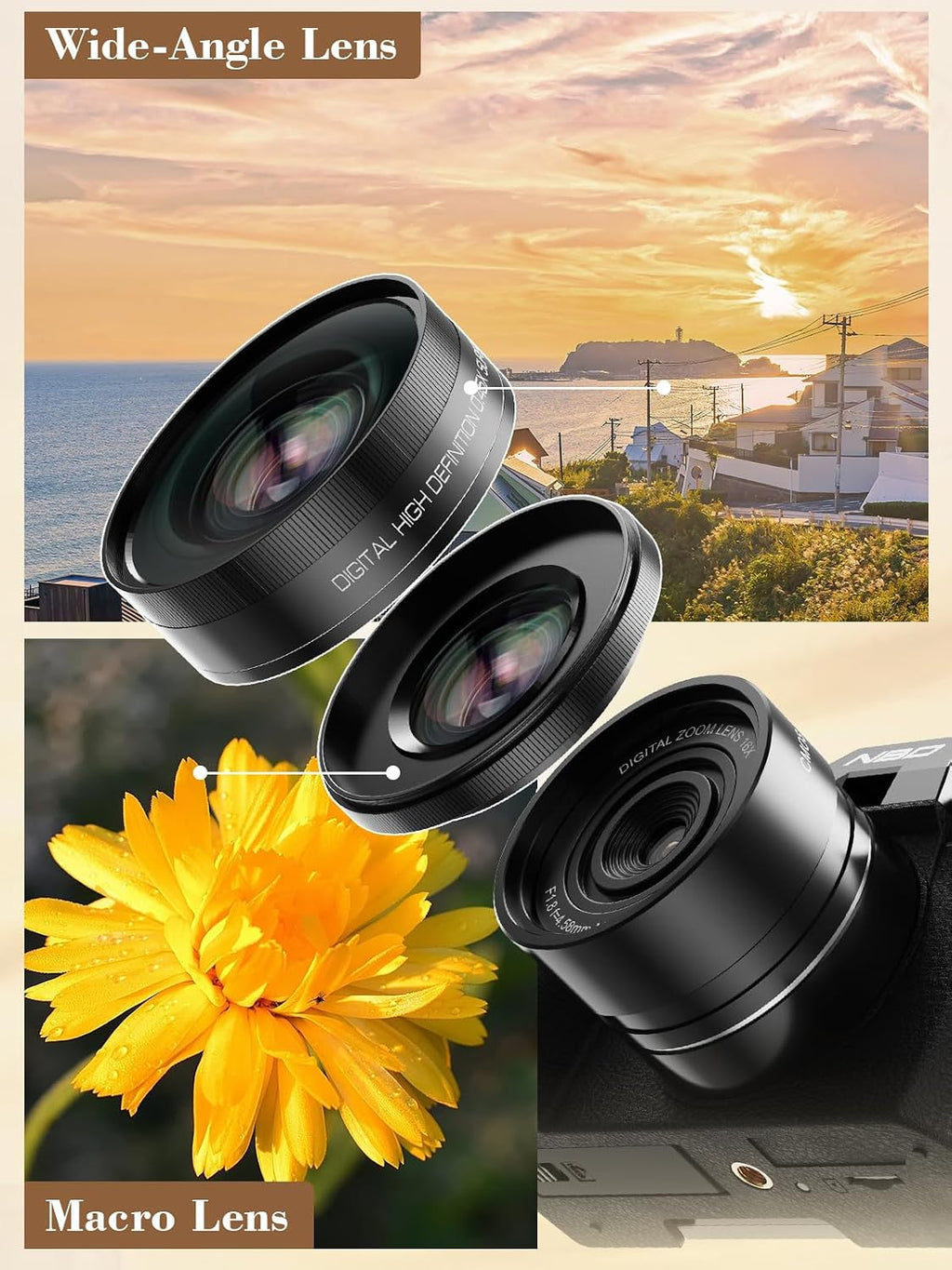 True 5K 64MP Digital Camera for Photography(Black)