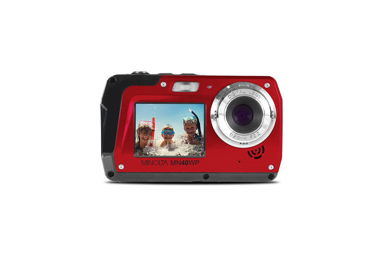 Minolta MN40WP 48MP QHD Dual LCD Screen Waterproof Camera, Blue