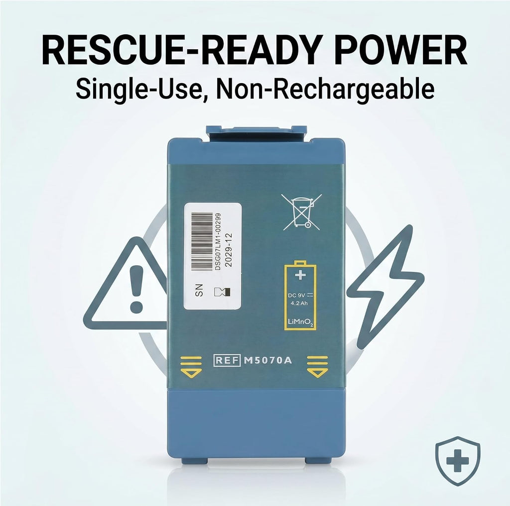 AED Battery Exchange M5070A Replacement Battery, M5066A, M5068A Compatible with Defibrillator Home AED Replace Battery - 9V 4200mAh