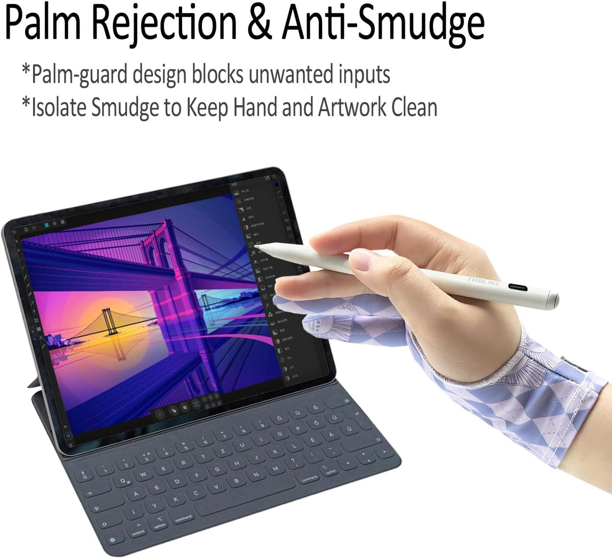 Artist Drawing Glove, Breathable Two Finger Digital Art Glove 3-Layer Palm Rejection Right/Left Hand Digital Graphic Tablet