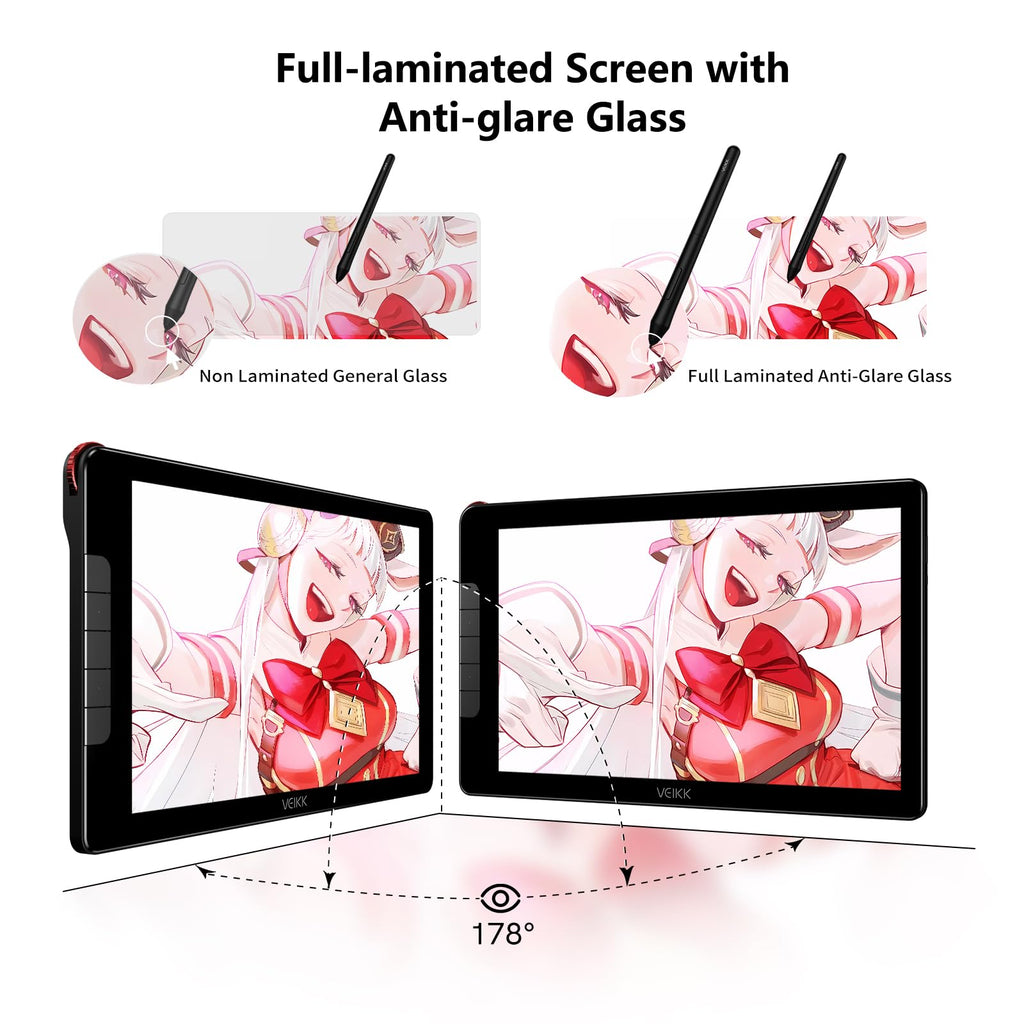 VEIKK Studio 16 Drawing Tablet with Screen,15.6" Pen Displayï¼with 2 Stylus