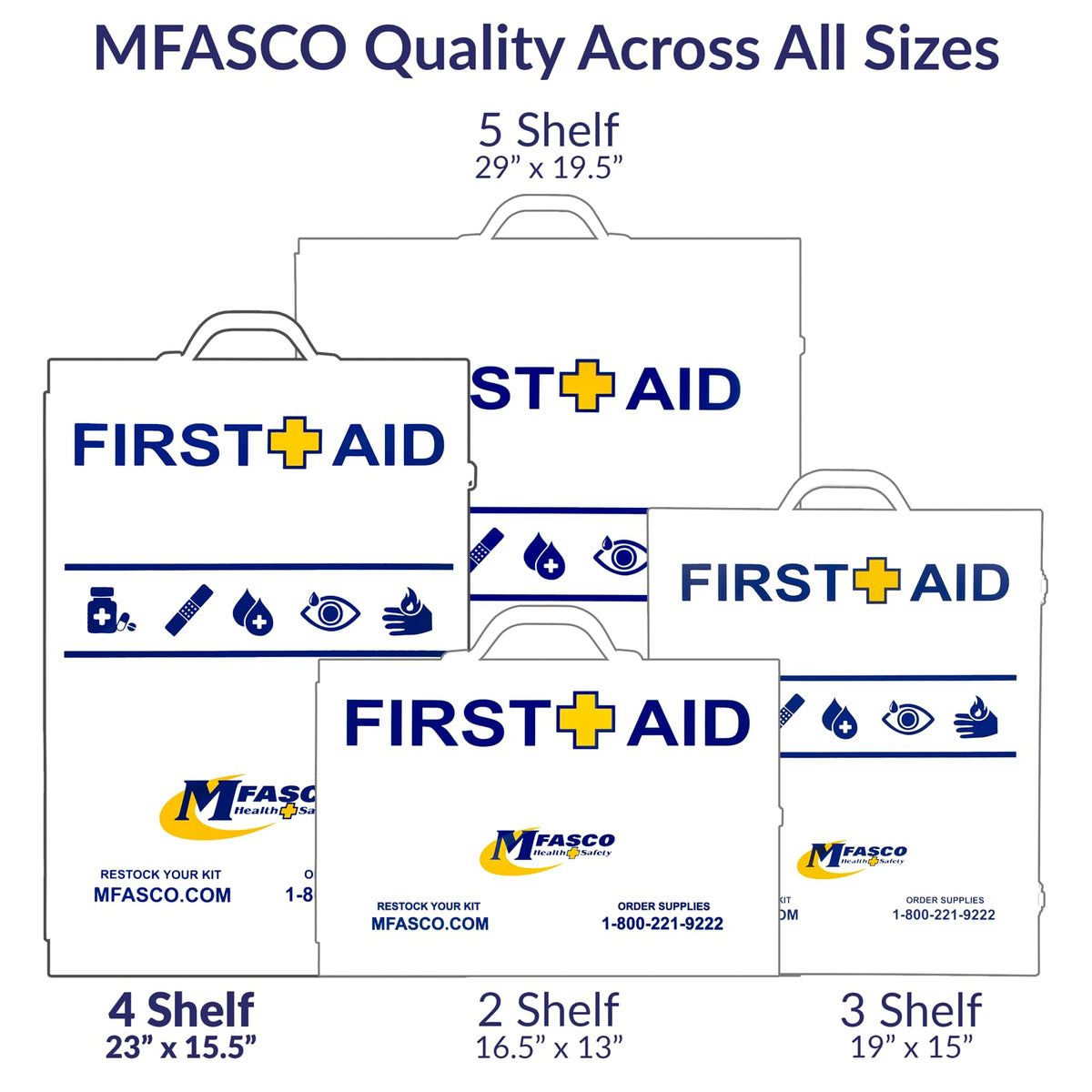 MFASCO OSHA/ANSI 2021 Class B Compliant First Aid Cabinet, Large, 3-Shelf