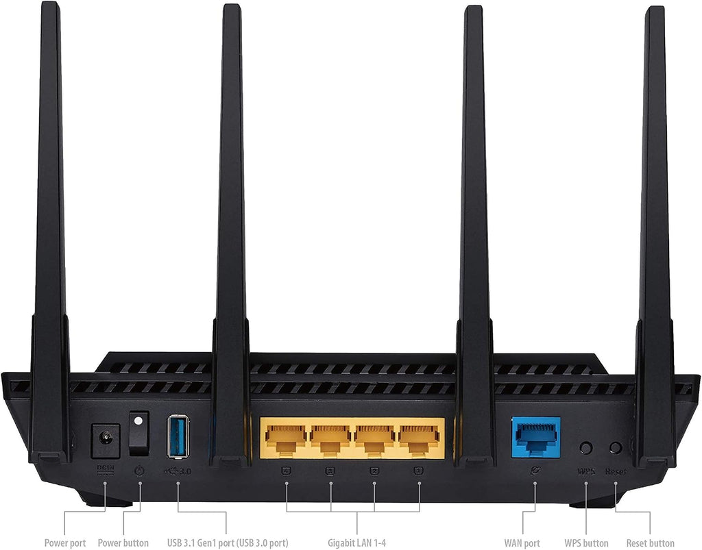 ASUS RT-AX3000 Ultra-Fast Dual Band Gigabit Wireless Router - Next Gen WiFi 6, Adaptive QoS, and AiProtection by Trend Micro | 1x WAN, 4X 1G LAN, 1x USB 3.0 - AiMesh Compatible
