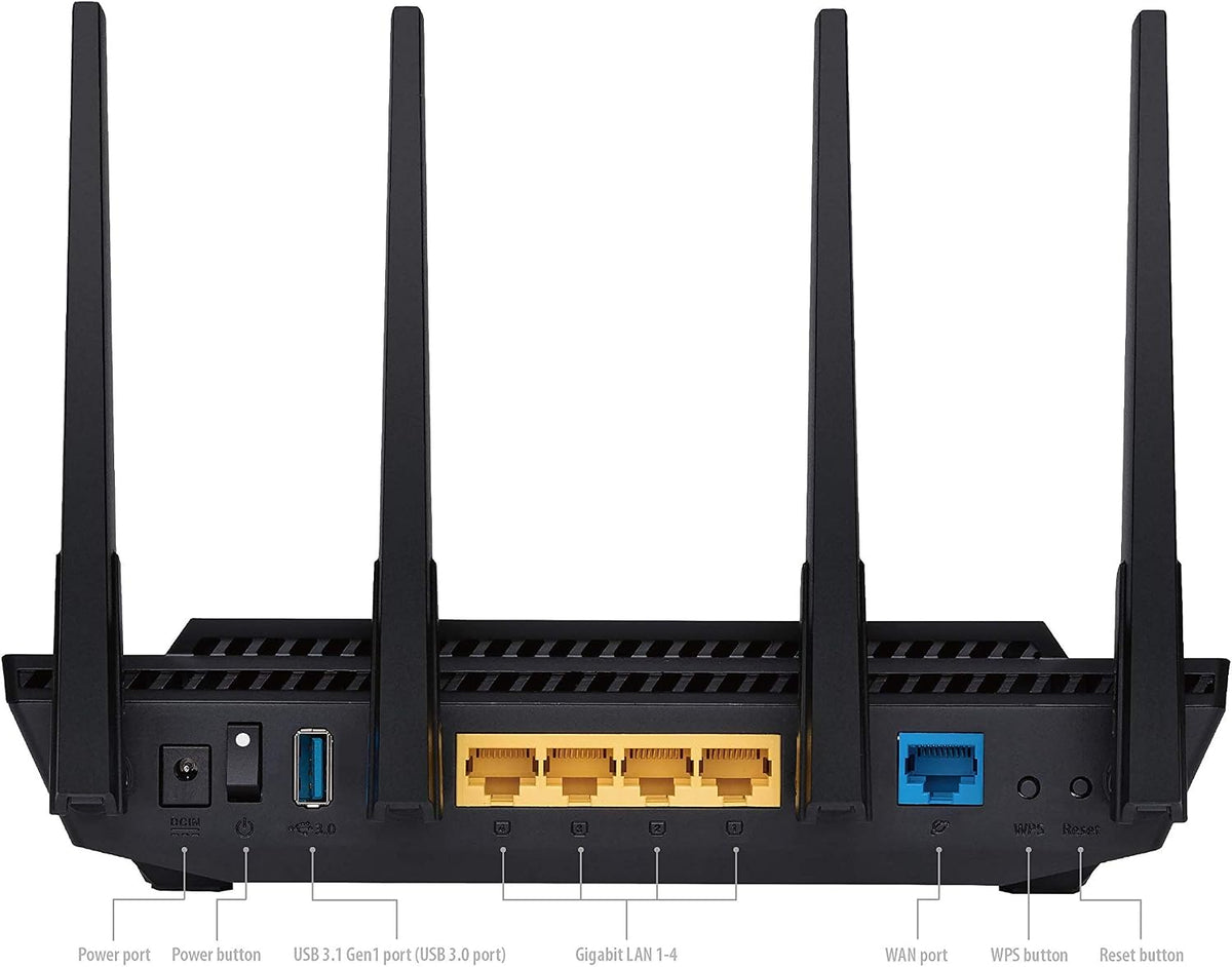 ASUS RT-AX3000 Ultra-Fast Dual Band Gigabit Wireless Router - Next Gen WiFi 6, Adaptive QoS, and AiProtection by Trend Micro | 1x WAN, 4X 1G LAN, 1x USB 3.0 - AiMesh Compatible