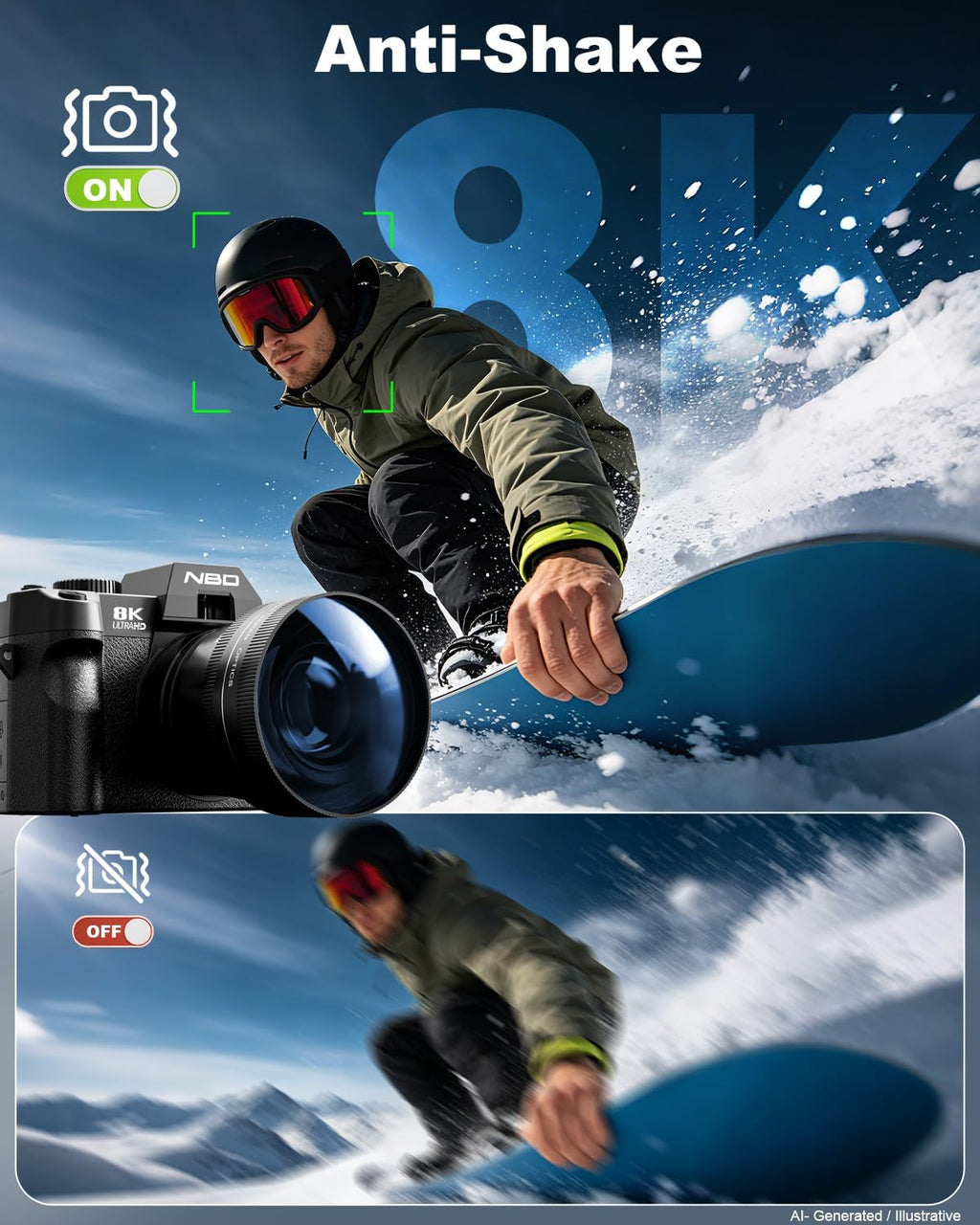 True 8K 64MP Digital Camera for Photography with Microphone(Black)