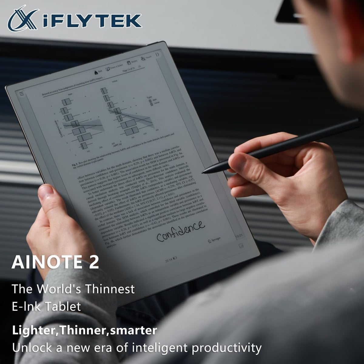 iflytek AINOTE 2 Bundle Blue,10.65" E-Ink Tablet for Meetings,4.2mm Ultrathin AI Paper Tablet Powered by ChatGPT,Support Voice-to-Text,Handwriting Conversion,18-Language Transcription for Work/Study