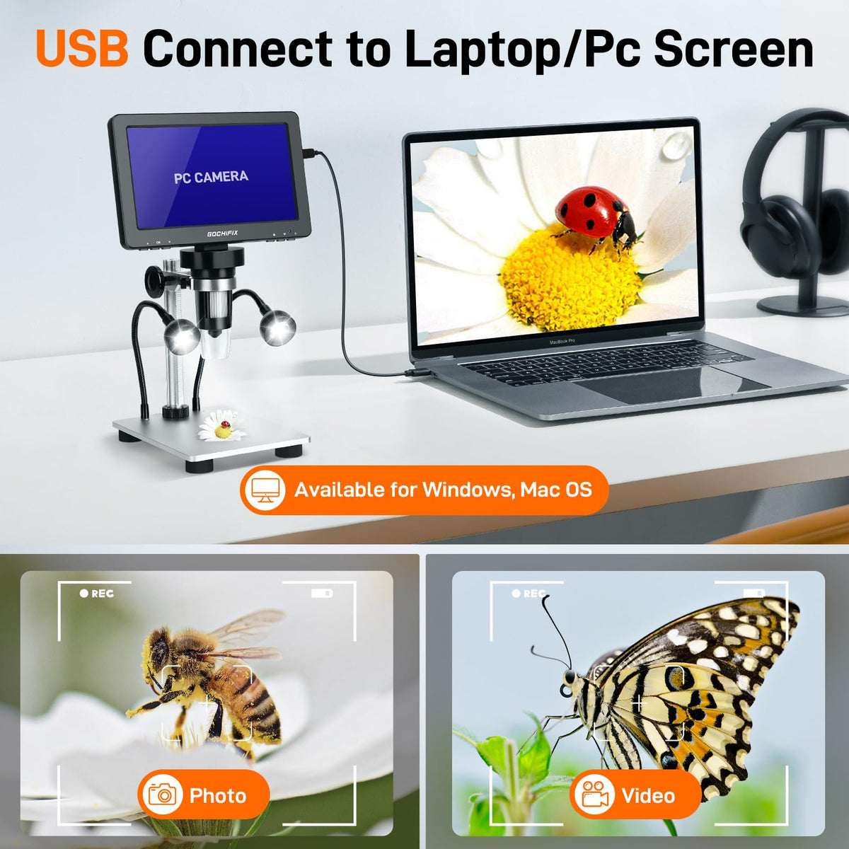 GOCHIFIX 10.1 Inch Digital Microscope 2K HDMI Soldering Coin Magnifier