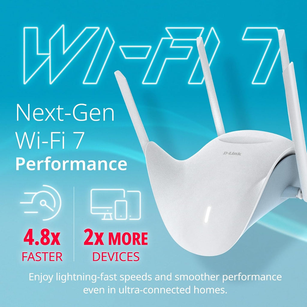 D-Link BE9500 Tri-Band Wi-Fi 7 Smart Router (R95) â Sculptured-Wing Design, 2.5 GbE, Self-Optimizing Mesh, Multi-Gig, Parental Controls, Alexa/Google Ready
