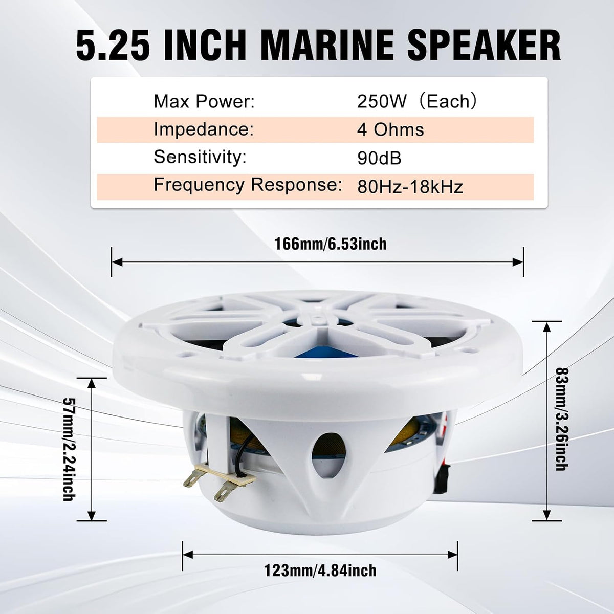 STUDIOFINIX 5.25 Inch 500W Bluetooth Marine Speakers with LED Lights -2 Way Weather Resistant Boat Speakers Perfect for Boats, ATVs, UTVs ï¼Pair,Whiteï¼