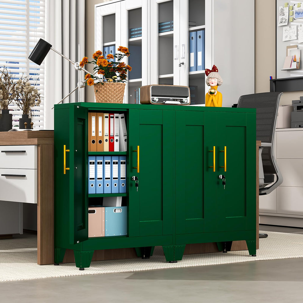 35" Lockable Rolling Metal Storage Cabinet, Steel Employee Storage Locker