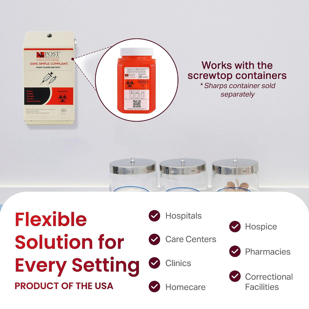 Wall Mounted Sharps Cabinet for 1.0 Quart with Lock & Key