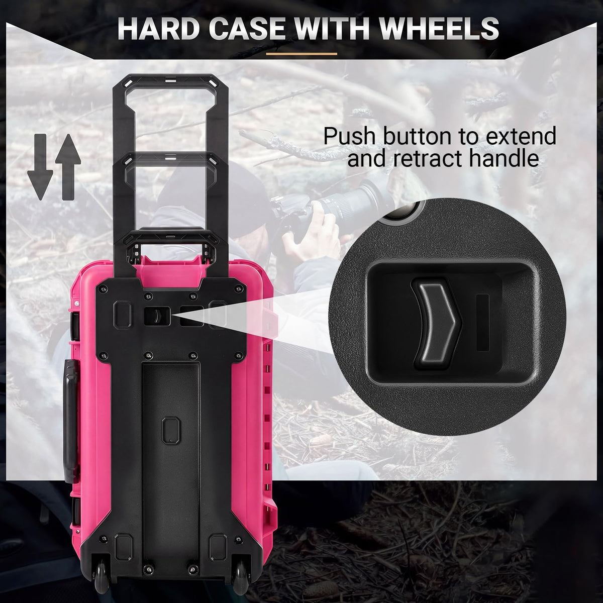 Relaxweex Rolling Camera Hard Case with 15 Padded Dividers & Wheels