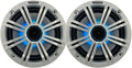 KICKER 6.5" 195 Watt Peak Power Marine OEM Replacement RGB Multicolor LED Boat Audio Speakers (Pair) with White Grilles