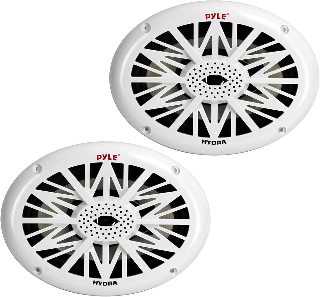 Pyle 6 x 9 Inch 260W Water-Resistant Marine Audio Speakers, White, 4-Pack