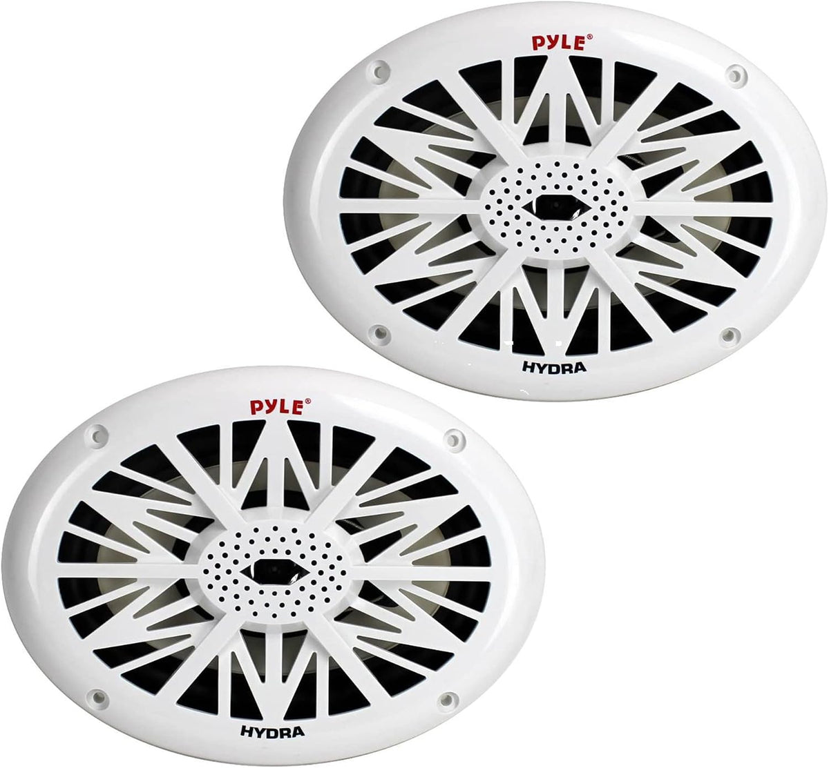 Pyle 6 x 9 Inch 260W Water-Resistant Marine Audio Speakers, White, 4-Pack