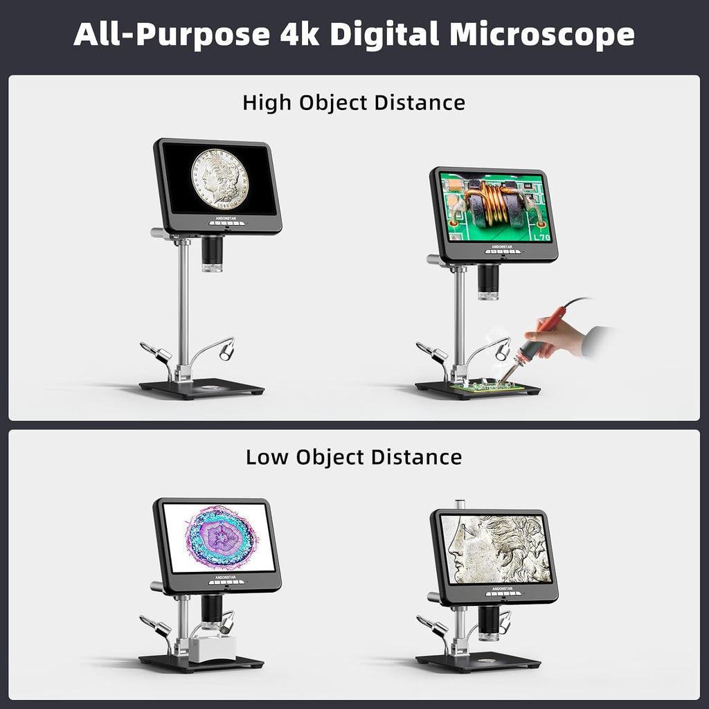 Andonstar 4K 60FPS 10.1" HDMI Digital Microscope for Soldering, Coin