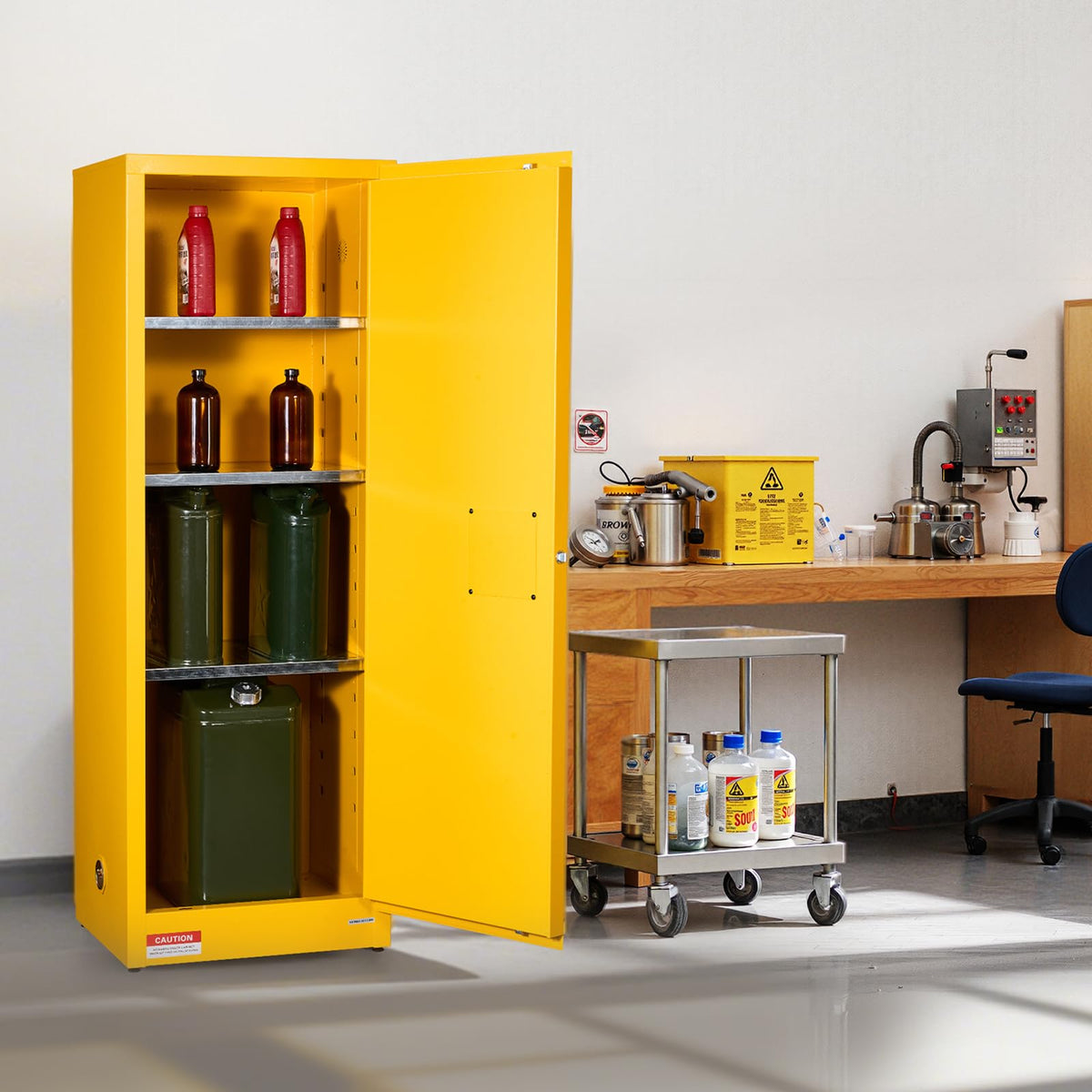 VEVOR Flammable Cabinet, 18" x 18" x 35", Yellow