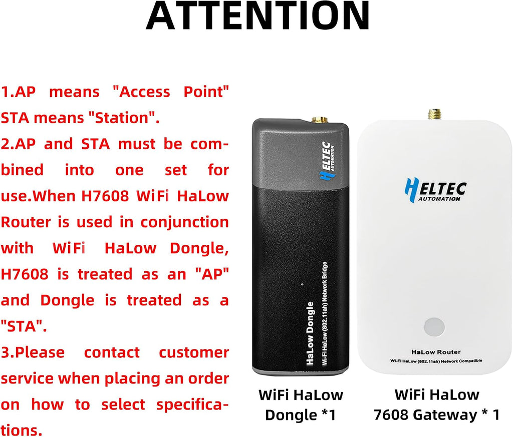 Heltec Automation Wi-Fi HaLow Dongle Wireless Bridge 802.11ah Network Booster Long Range Wireless Access Extender Ethernet Bridge Repeater (STA+HT-H7608)
