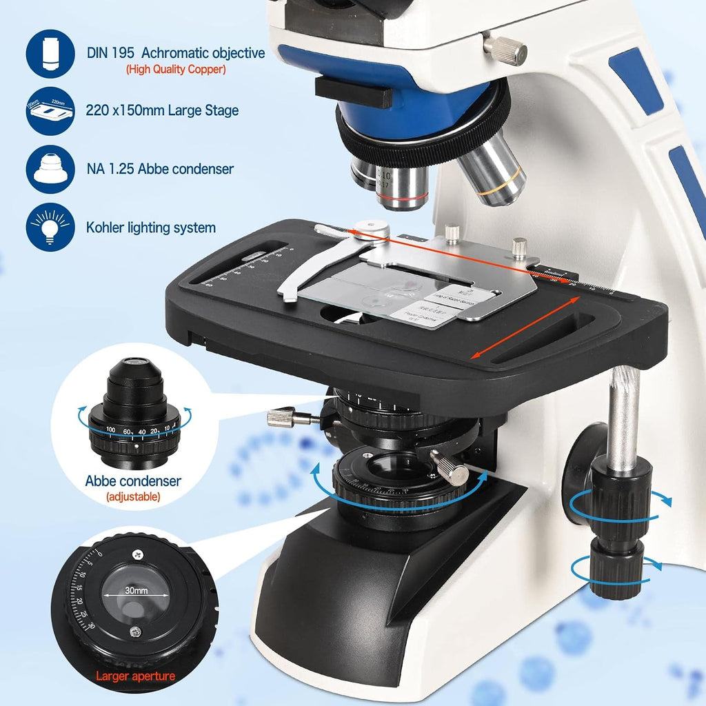HSL Trinocular Compound Microscope for Adults Professional,9 inch LCD Digital Microscope kit,Electron microscopes Light,Biological Microscope LAB with Screen 400x 1000x Micro Scope