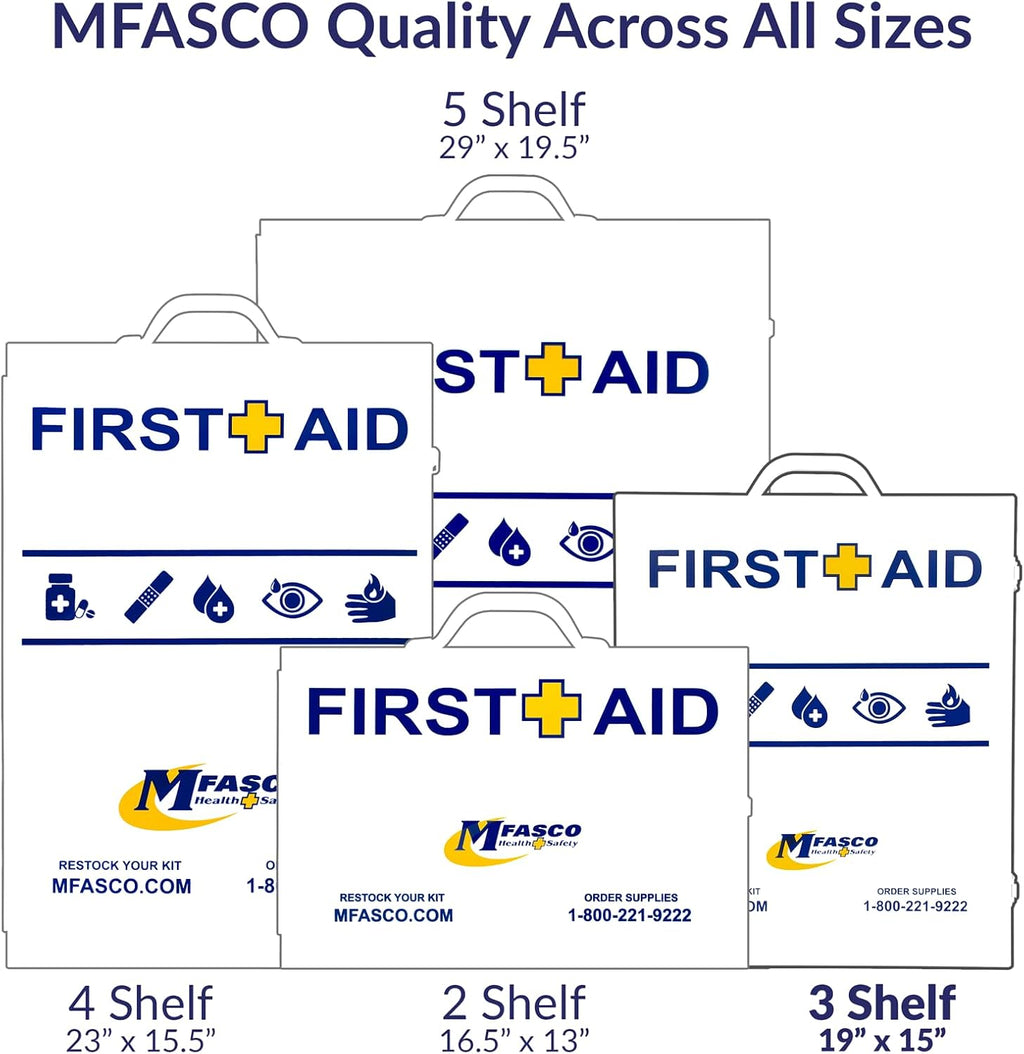 MFASCO OSHA/ANSI 2021 Class B Compliant First Aid Cabinet, Large, 3-Shelf