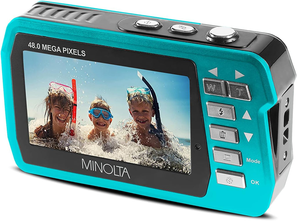 Minolta MN40WP 48MP QHD Dual LCD Screen Waterproof Camera, Blue
