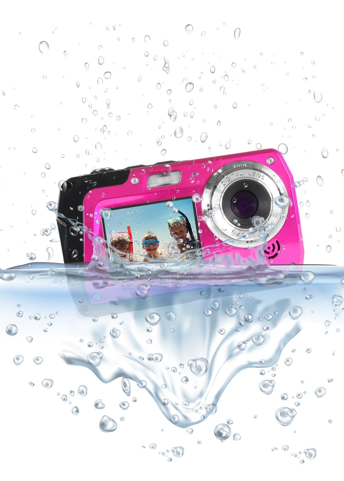 Minolta MN40WP 48MP QHD Dual LCD Screen Waterproof Camera, Blue