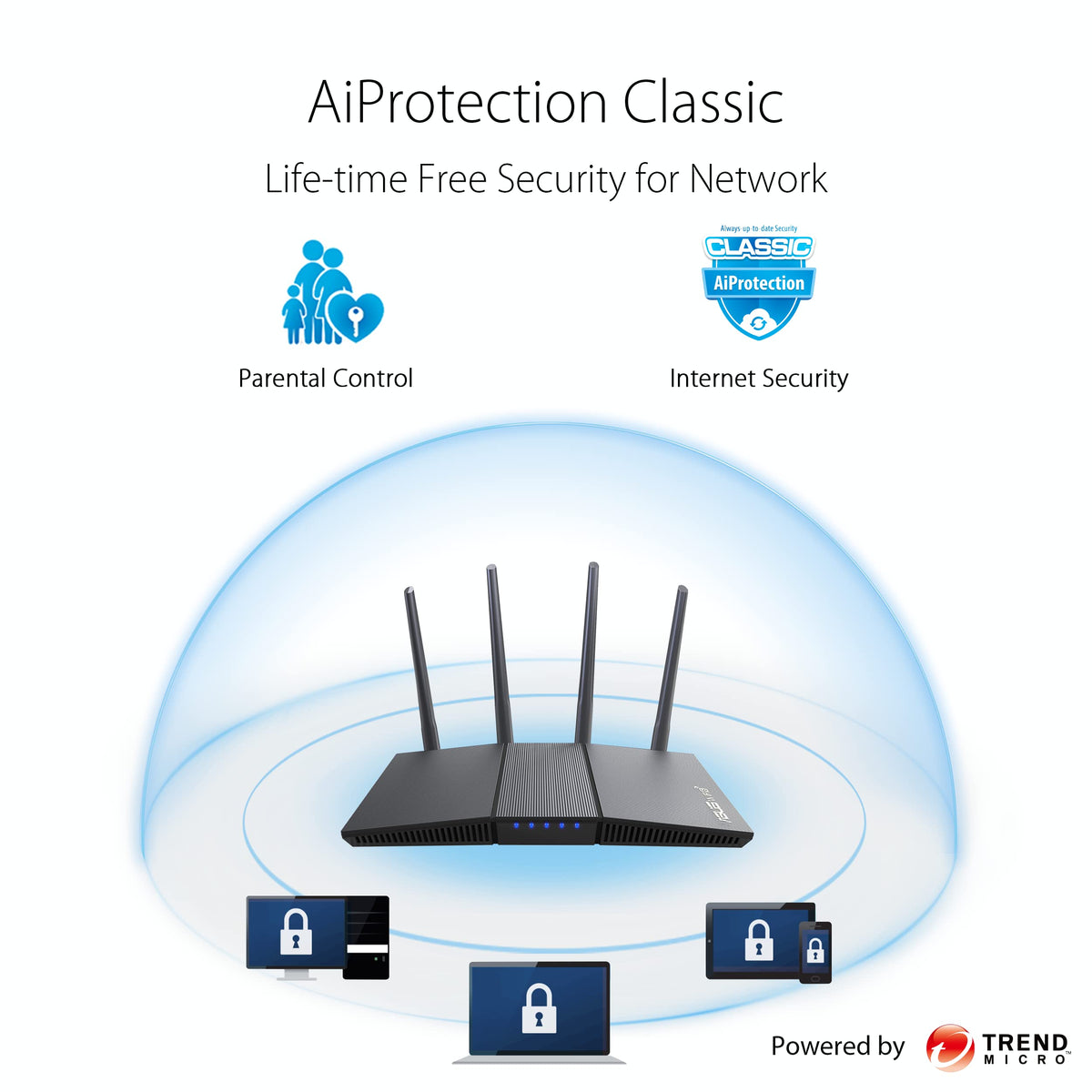 ASUS RT-AX3000S Dual Band WiFi 6 Extendable Router, Instant Guard, Parental Control Scheduling, Built-in VPN, AiMesh Compatible