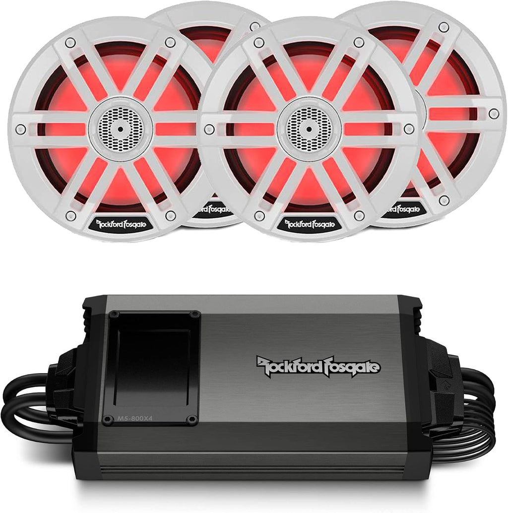 Rockford Fosgate - Two Pairs of M1-65 6.5" Marine Full Range Speakers with M5-800X4 Marine Amplifier