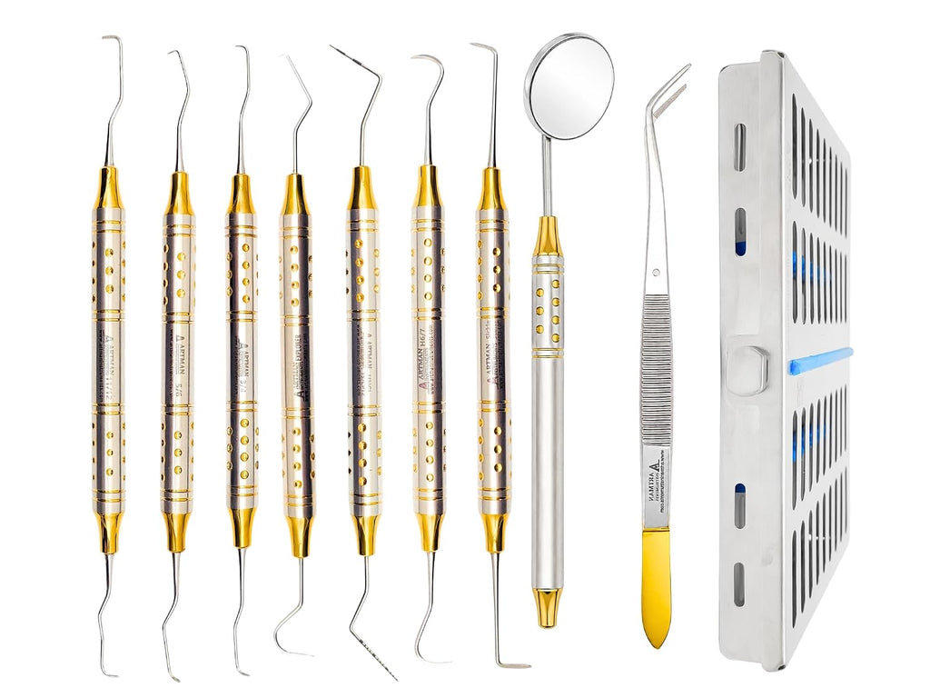 ARTMAN INSTRUMENTS Dental Hygienist Tool Kit (10 PCs) â Includes Mirror, Probe, Tweezer, Scalers, Pocket Probe, Curettes â Prophylaxis Teeth Cleaning Set, Autoclavable, with Sterilization Cassette