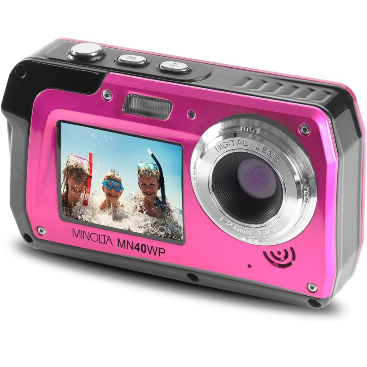 Minolta MN40WP 48MP QHD Dual LCD Screen Waterproof Camera, Blue