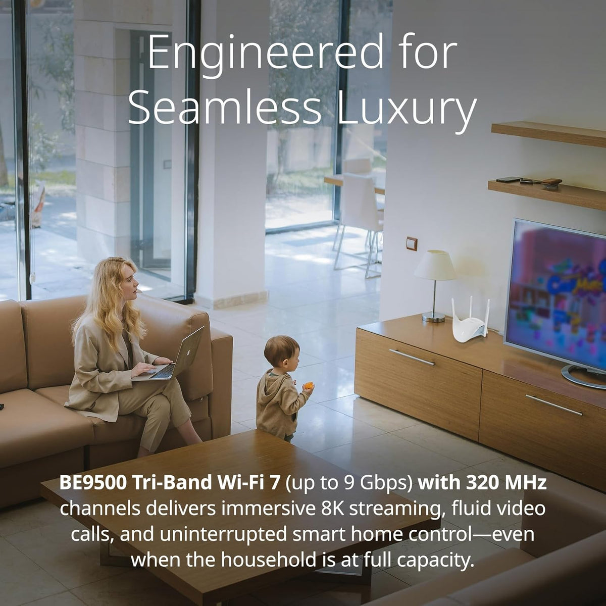 D-Link BE9500 Tri-Band Wi-Fi 7 Smart Router (R95) â Sculptured-Wing Design, 2.5 GbE, Self-Optimizing Mesh, Multi-Gig, Parental Controls, Alexa/Google Ready