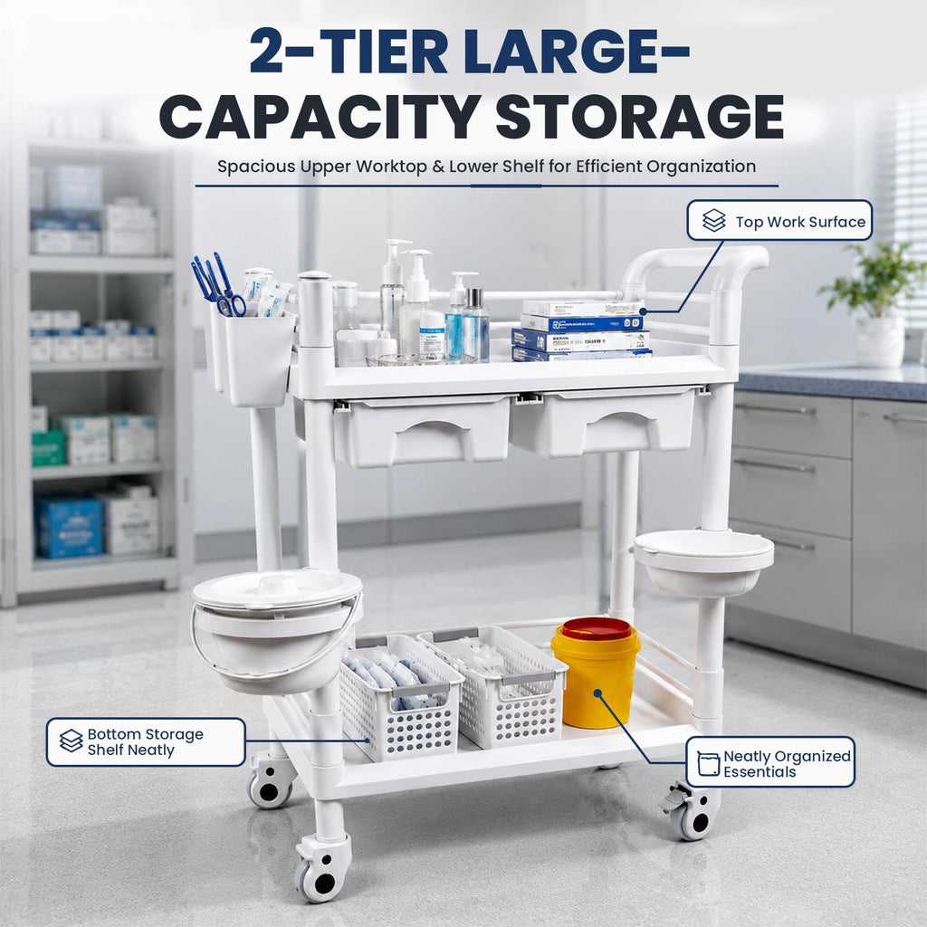 3-Tier Medical Mobile Trolley Cart