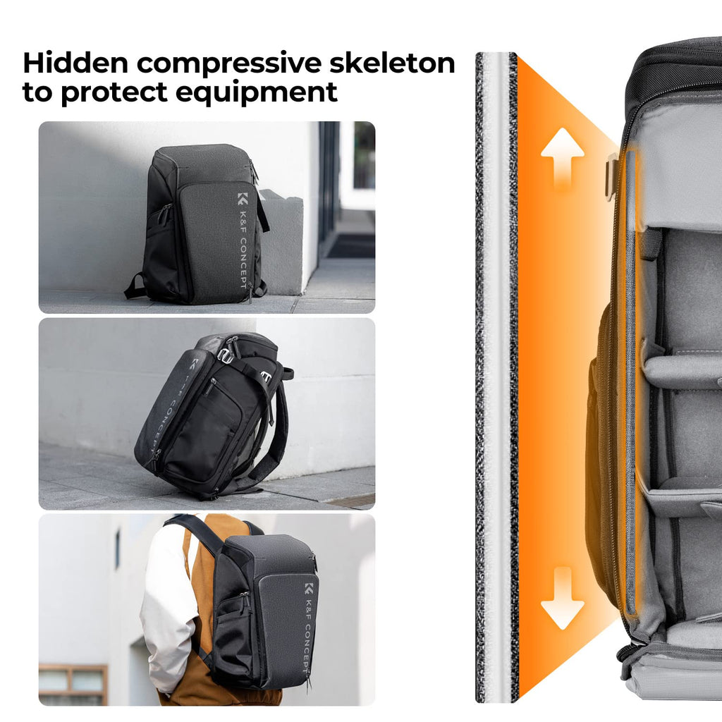 K&F CONCEPT Camera Backpack, 22L Expandable Camera Bag with Rain Cover
