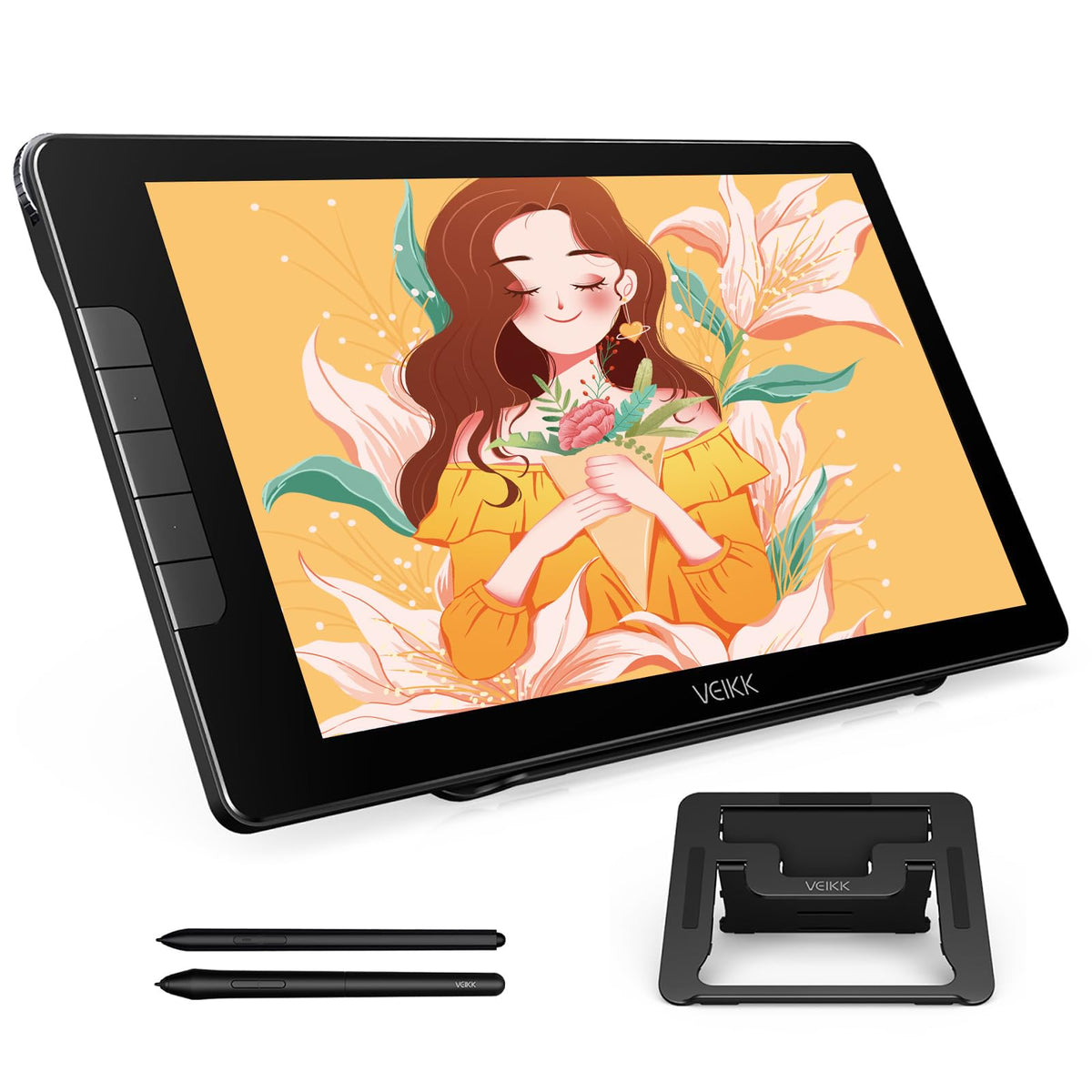 VEIKK VK1200V2 Drawing Tablet with Screen,11.6 Inch Full-Laminated Graphics Drawing Monitor,Upgraded 16384 Pressure Sensitivity, 2 Styluses, 120% sRGB,Graphics Tablet for PC Mac Linux Windows