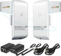 Wireless Bridge Ubiquiti LOCOM5 PRE-CONFIGURED, Bundle of 2 Ubiquiti Nanostation LOCO M5, Point to Point Outdoor WiFi Bridge, Plugh and Play, 5GHz, 150+Mbps, 10+km Link Range, Network Bridge.