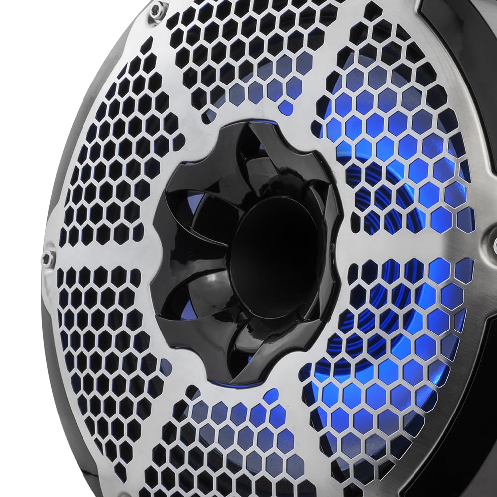 DS18 CF-X10TPNEO 10" Neodymium Marine Wakeboard Tower Speakers with Bullet Tweeter, Passive Radiator and RGB LED Lights - High Performance, Marine Grade IP65 Rated, 900W Max 300W RMS 4 Ohms (Pair)