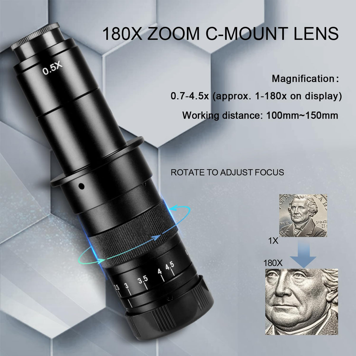 NICE-POWER Digital Microscope with Large Stable Base Stand, 4K HD Quality Industrial Microscope Type-C/HDMI Interface with 150X HD Lens Adjustable Ring Light Illumination for Electronic Repair etc