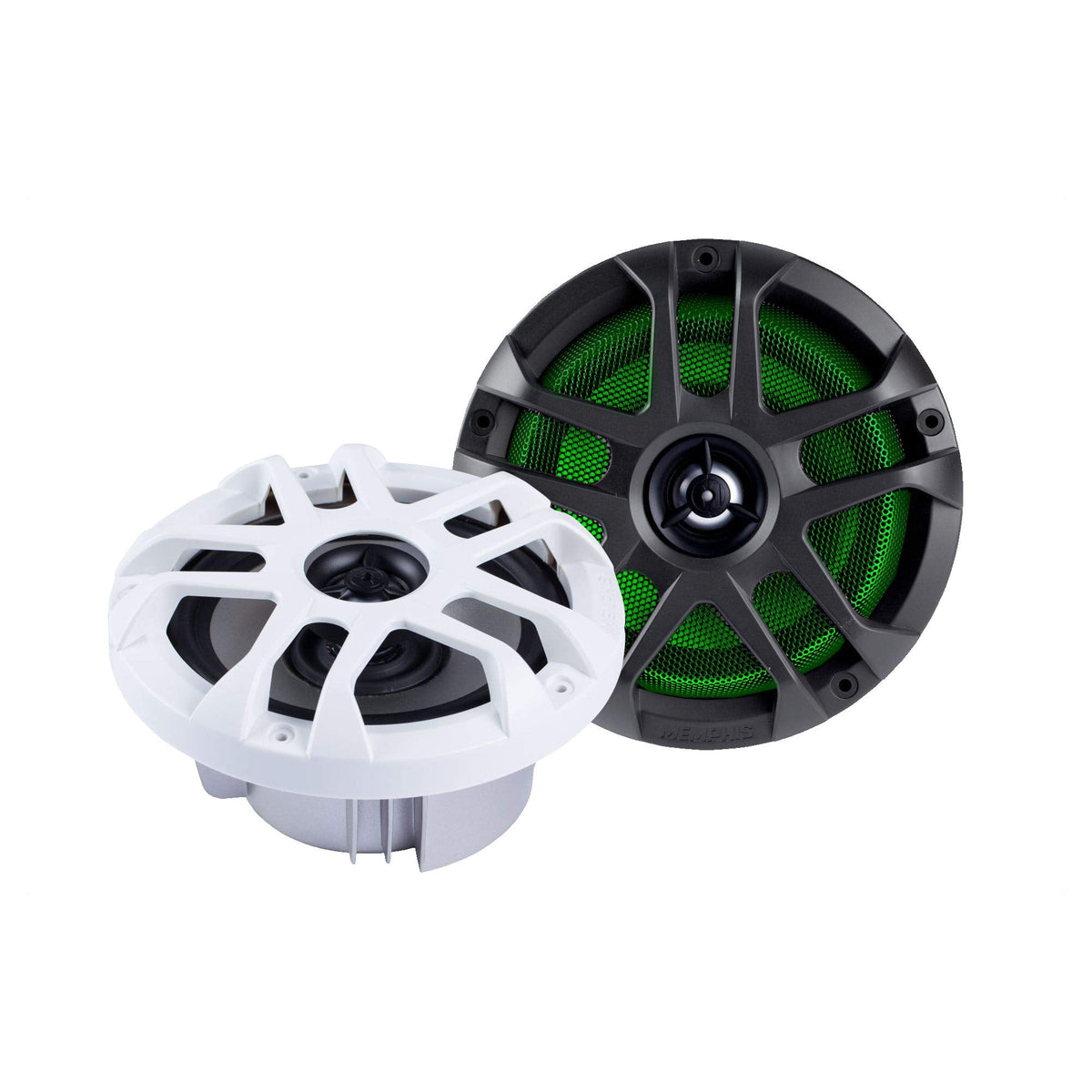 Memphis MXA602SLB MXA OEM Fit 6.5" Marine Grade Coaxial Speakers, Black with Blue LED - Pair