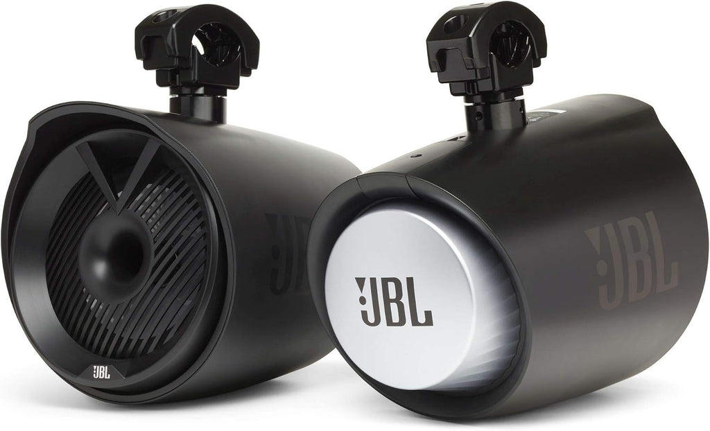 JBL MT8HLB 8" 2-Way Marine Tower Speaker with 1" Horn Loaded Compression Tweeter â Black & Wet Sounds HTX2 2 Ch. Amp