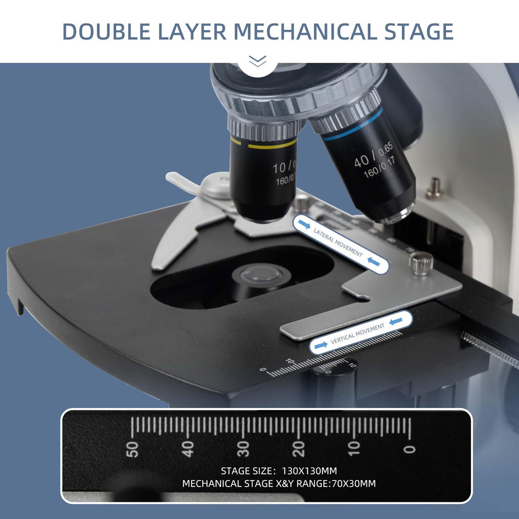 SWIFT SW380B 40X-2500X Magnification, Siedentopf Head, Research-Grade Binocular Compound Lab Microscope with Wide-Field 10X and 25X Eyepieces, Mechanical Stage, Ultra-Precise Focusing