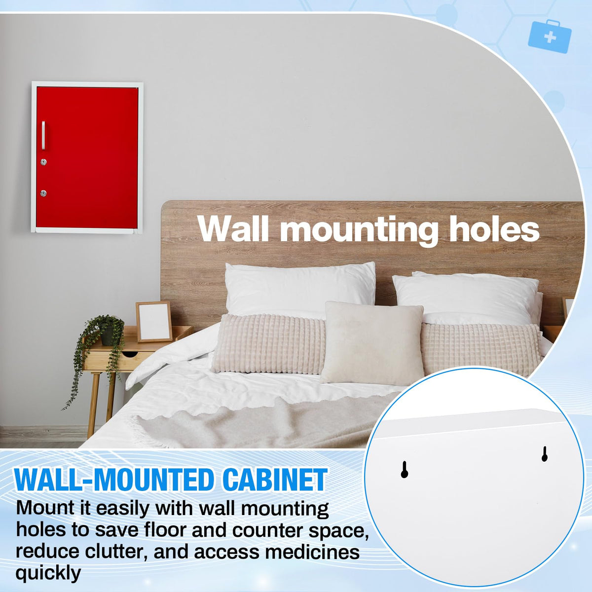 Zonon Corner Wall Cabinet with Lock, White, 21 x 16 x 6 Inch, Right Angle