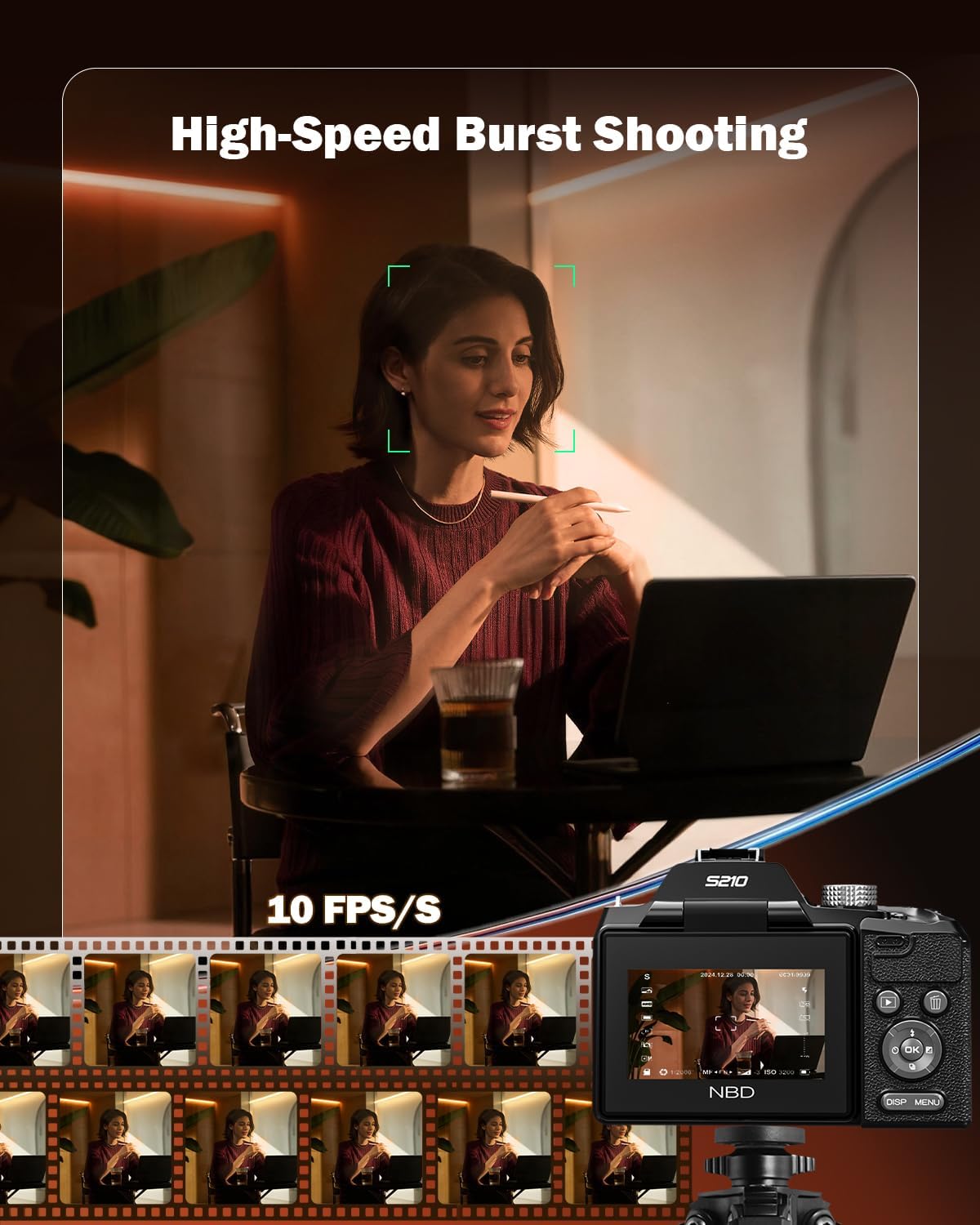 NBD 8K Digital Cameras for Photography,64MP Vlogging Cameras for YouTube,16X Optical Zoom Travel Point and Shoot Digital Cameras Fotograficas with 180Â°Flip Screen,2 Batteries,64GB Card (Black)