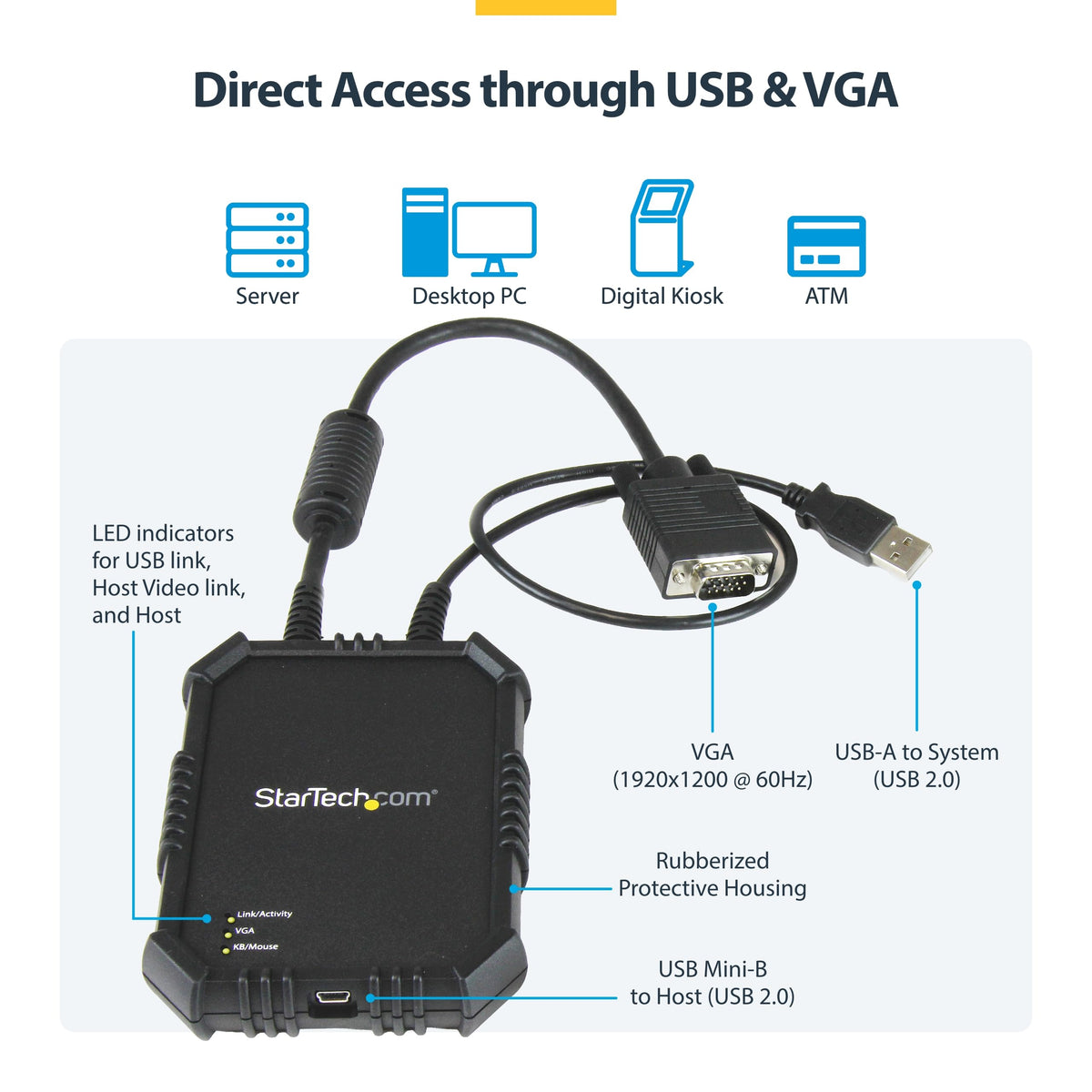 StarTech Crash Cart Adapter, Server Management, USB VGA, TAA (NOTECONS01)