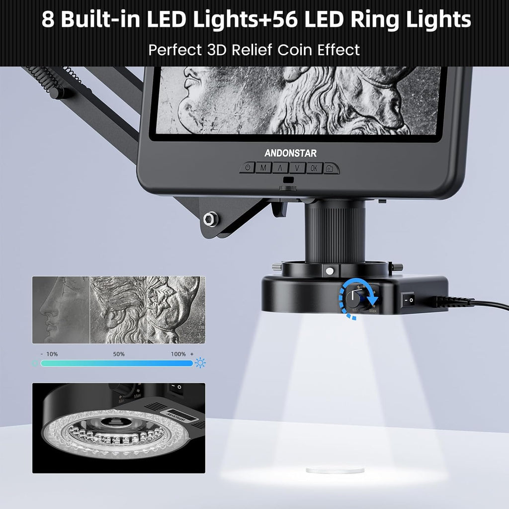 Andonstar AD109 Digital Microscope with 10.1" Screen for Soldering Repair