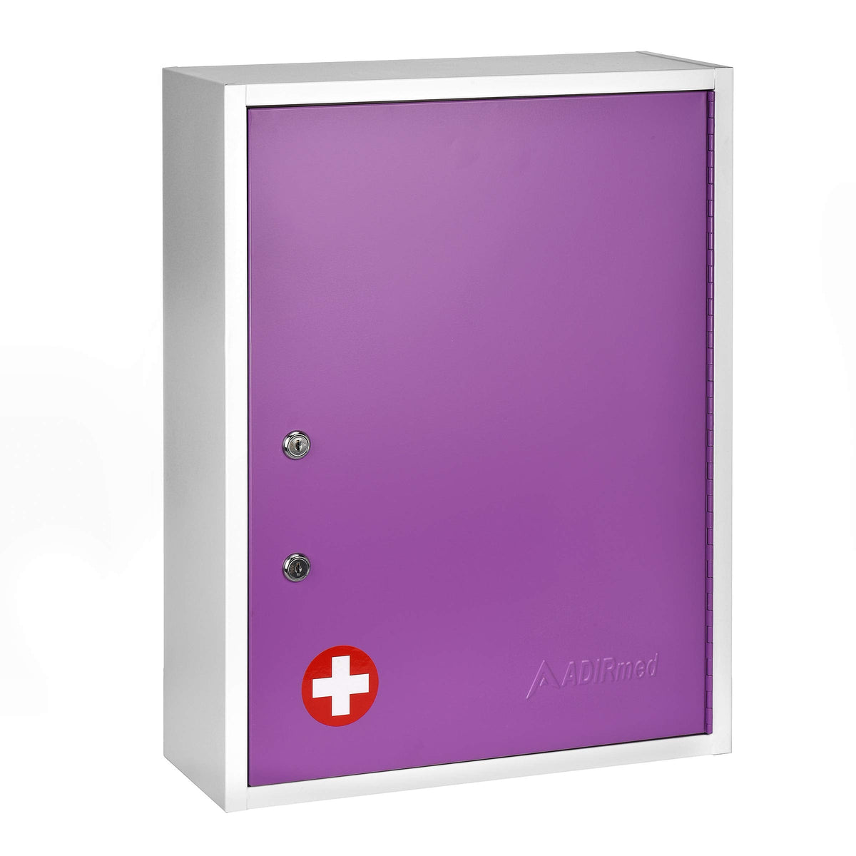 AdirMed Locking Medicine Cabinet Wall Mounted First Aid Cabinet with Lock, Lockable Wall Medicine Cabinet with Dual Lock and Dual Keys, 21" H x 16" W x 6" D, White
