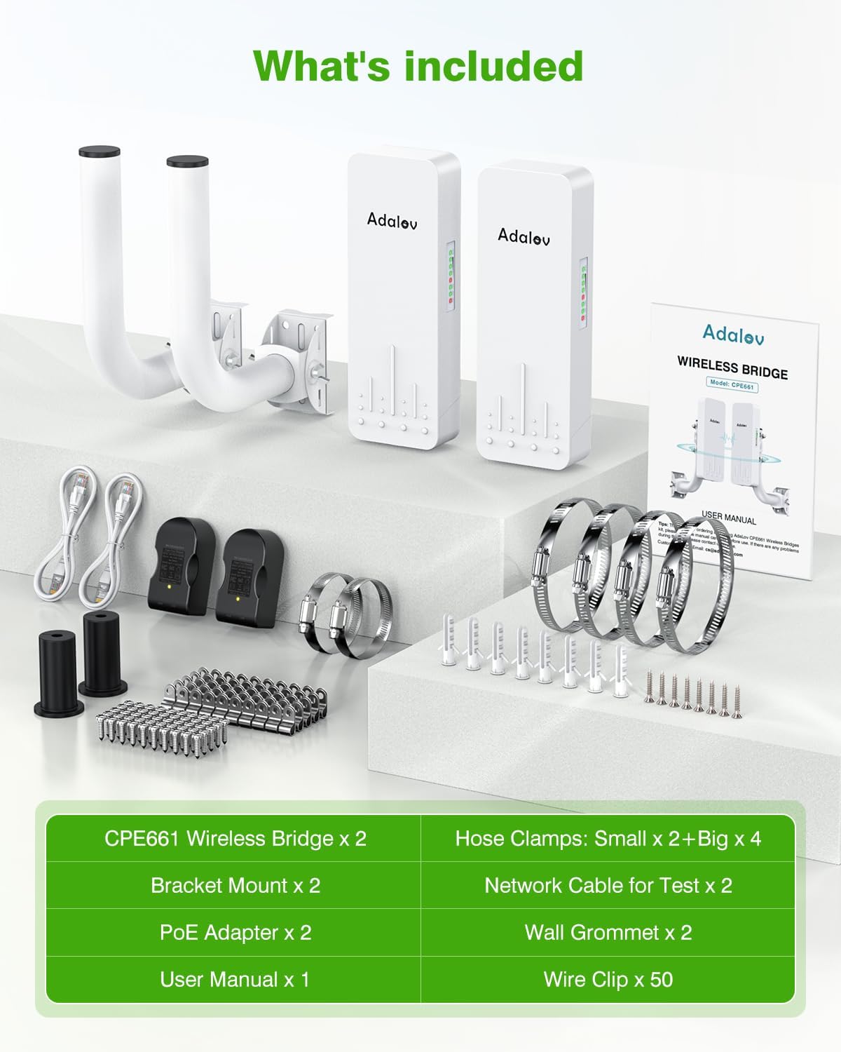 Adalov CPE661 5.8 GHz Gigabit Outdoor Wireless Bridge, 3 km, PoE Powered